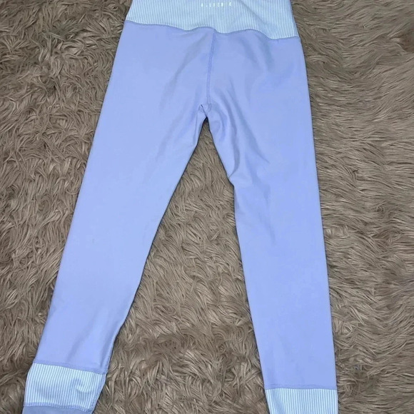 Anthropologie Allfenix purple mesh cuffed leggings with stripes size medium - Picture 3 of 4